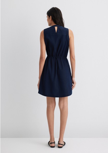 Suzy Gold Klasik Mürekkep Mavi Jean Elbise 130317-81270