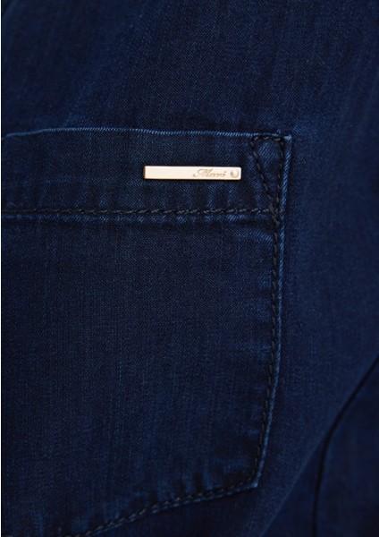 Suzy Gold Klasik Mürekkep Mavi Jean Elbise 130317-81270