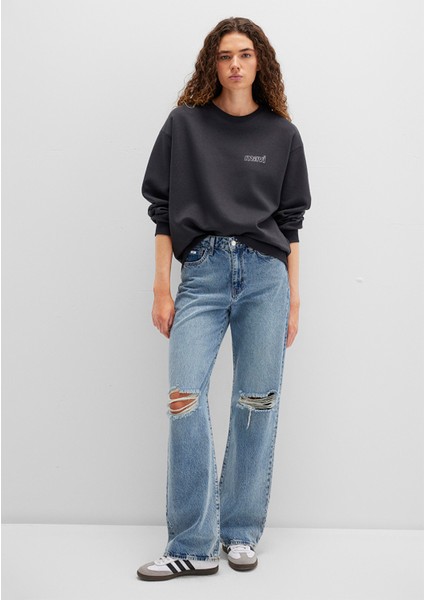 Mavi Logo Baskılı Antrasit Sweatshirt 1611656-82185