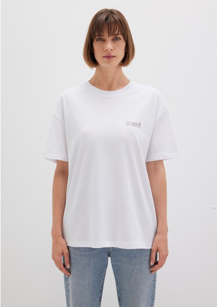 Mavi Logo Baskılı Beyaz Tişört 1611309-620