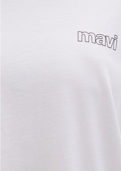 Mavi Logo Baskılı Beyaz Tişört 1611309-620
