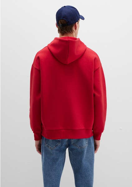 Mavi Logo Baskılı Kapüşonlu Kırmızı Sweatshirt 067149-70464