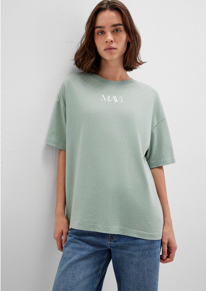 Mavi Logo Baskılı Yeşil Tişört 1611593-71787