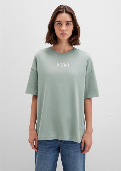 Mavi Logo Baskılı Yeşil Tişört 1611593-71787