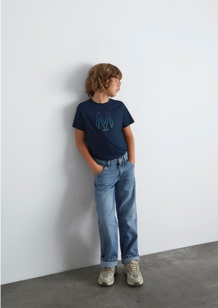 Mühür Logo Baskılı Lacivert Tişört 6610044-70490