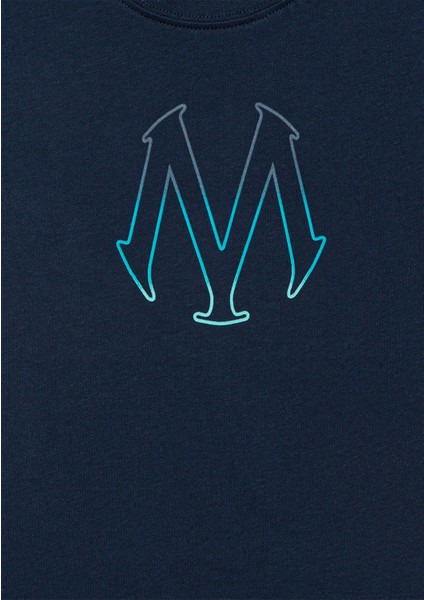 Mühür Logo Baskılı Lacivert Tişört 6610044-70490