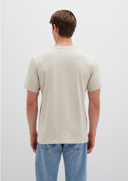 Mavi Logo Baskılı Bej Tişört 0610943-70144