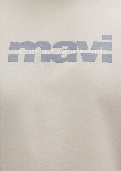 Mavi Logo Baskılı Bej Tişört 0610943-70144