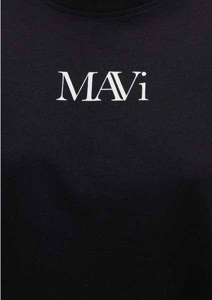 Mavi Logo Baskılı Siyah Tişört 1611594-900