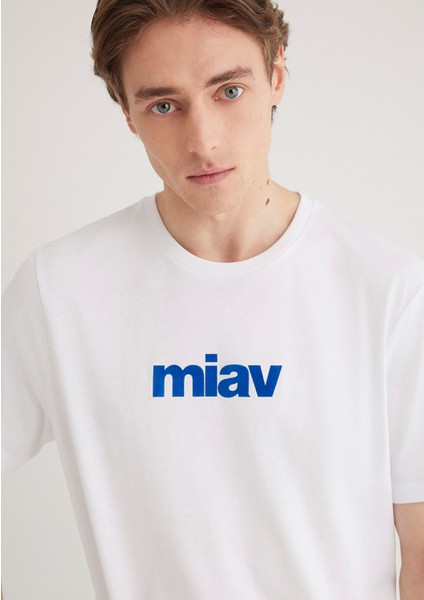 Miav Baskılı Beyaz Tişört 067153-620