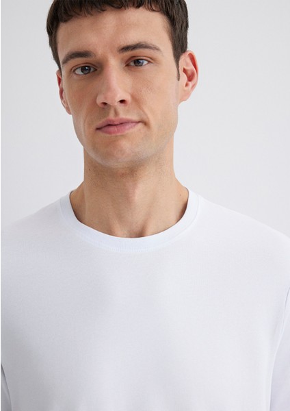 Stretch Beyaz Basic Tişört 0610252-620