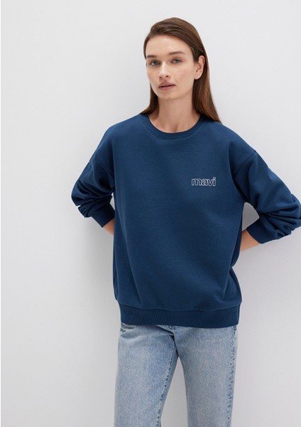 Mavi Logo Baskılı Lacivert Sweatshirt 1611656-82454