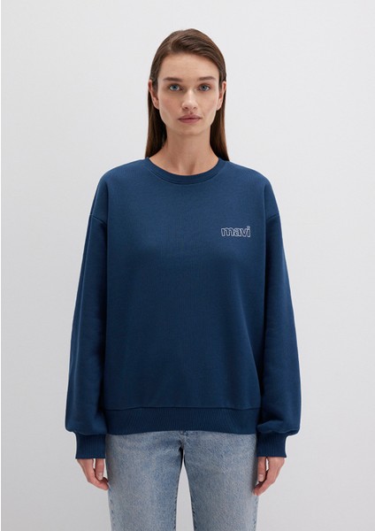 Mavi Logo Baskılı Lacivert Sweatshirt 1611656-82454