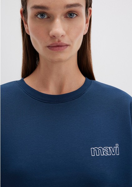 Mavi Logo Baskılı Lacivert Sweatshirt 1611656-82454