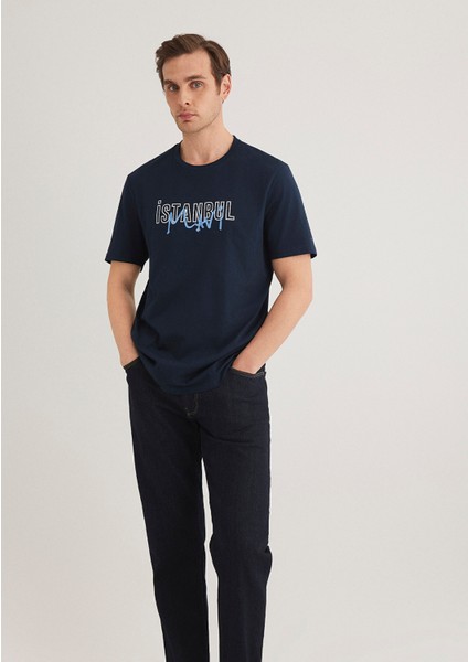 İstanbul Baskılı Lacivert Tişört 067114-34319