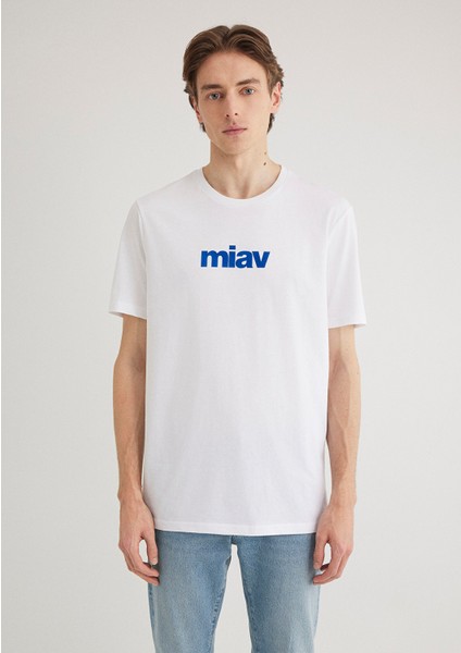 Miav Baskılı Beyaz Tişört 067153-620