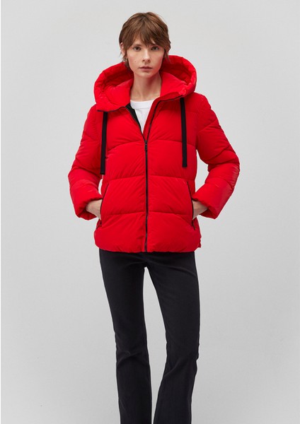 Kapüşonlu Kırmızı Şişme Mont 1110043-81773