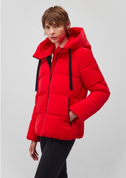 Kapüşonlu Kırmızı Şişme Mont 1110043-81773
