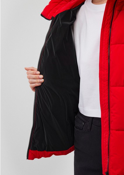 Kapüşonlu Kırmızı Şişme Mont 1110043-81773