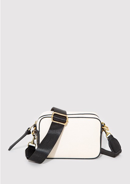 Siyah Askılı Ekru Çapraz Çanta 1910084-70055