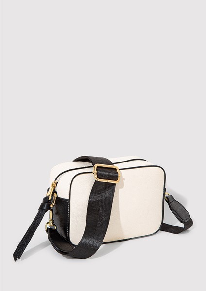 Siyah Askılı Ekru Çapraz Çanta 1910084-70055