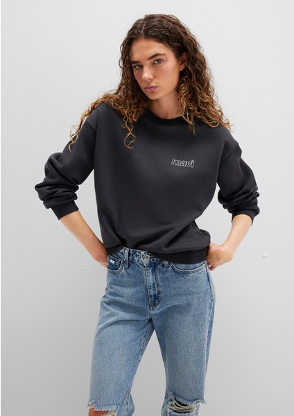 Mavi Logo Baskılı Antrasit Sweatshirt 1611656-82185