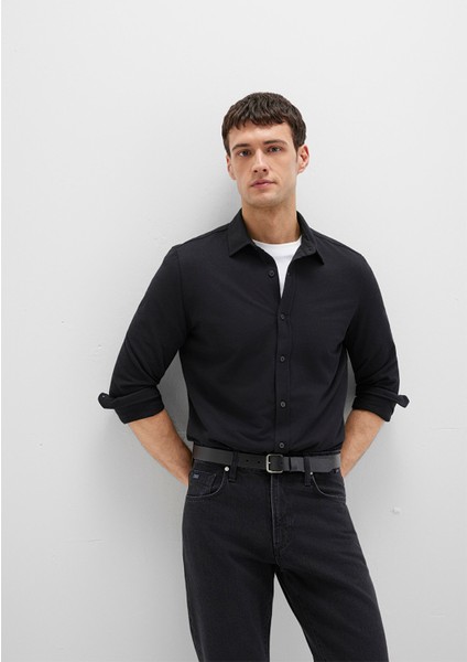 Siyah Örme Gömlek 0210294-900