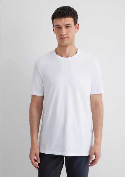 Stretch Beyaz Basic Tişört 0610252-620