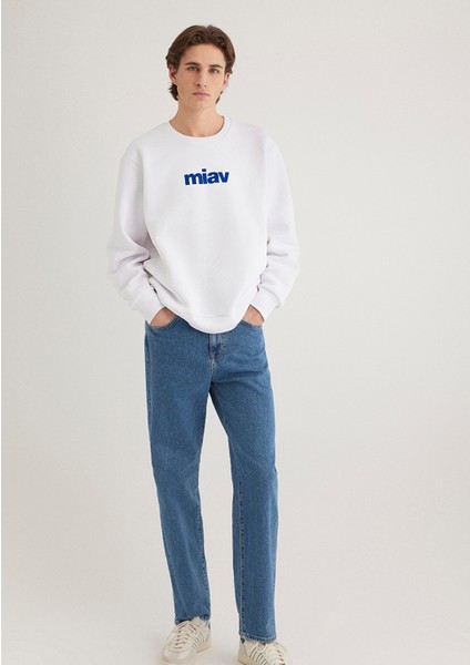 Miav Baskılı Beyaz Sweatshirt 0610925-620