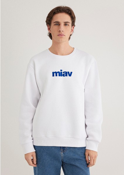 Miav Baskılı Beyaz Sweatshirt 0610925-620
