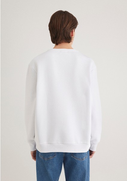 Miav Baskılı Beyaz Sweatshirt 0610925-620