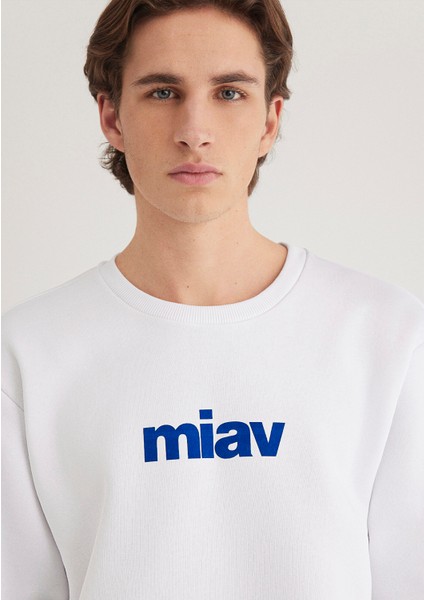 Miav Baskılı Beyaz Sweatshirt 0610925-620