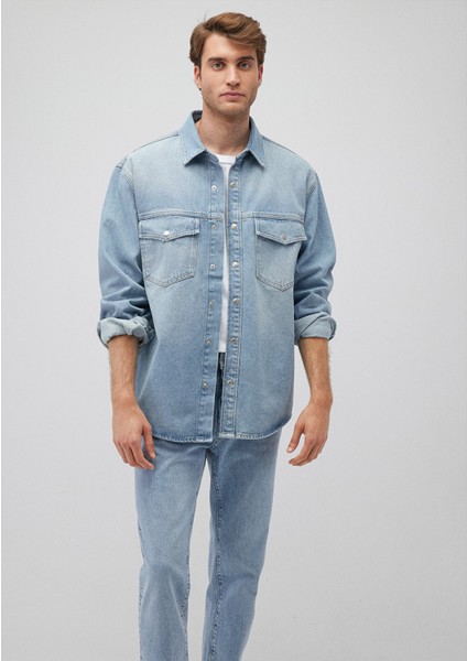 Ross 90lar Puslu Açık Mavi Jean Gömlek 0210031-82947