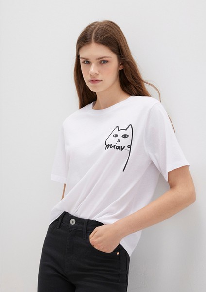 Kedi Baskılı İstanbul Tişört 1610225-620