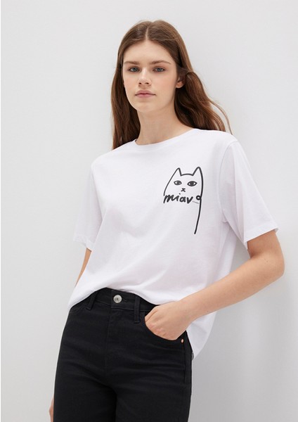 Kedi Baskılı İstanbul Tişört 1610225-620