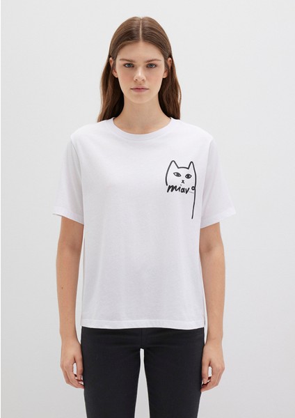 Kedi Baskılı İstanbul Tişört 1610225-620