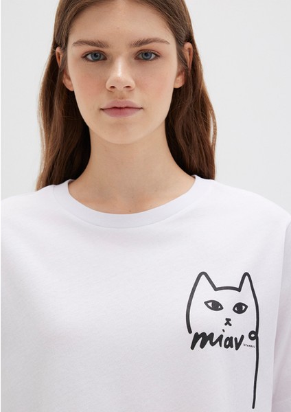 Kedi Baskılı İstanbul Tişört 1610225-620