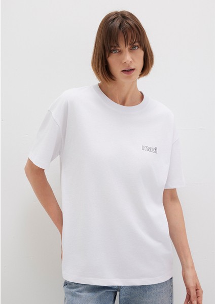 Mavi Logo Baskılı Beyaz Tişört 1611309-620