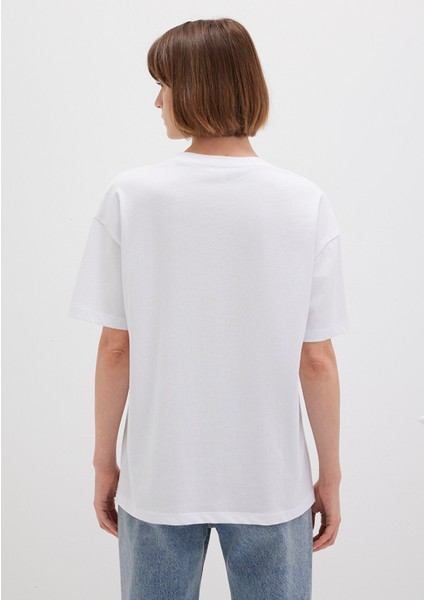 Mavi Logo Baskılı Beyaz Tişört 1611309-620