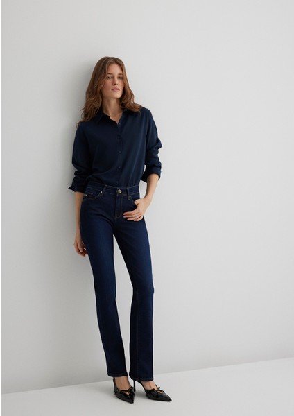 Mona Gold Klasik İndigo Mavisi Jean Pantolon 1049733699