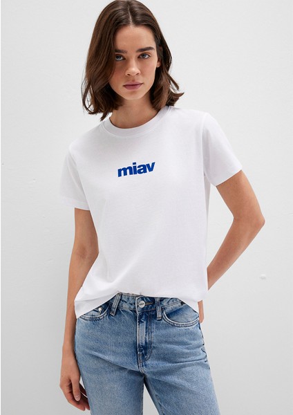 Miav Baskılı Beyaz Tişört 1610622-620