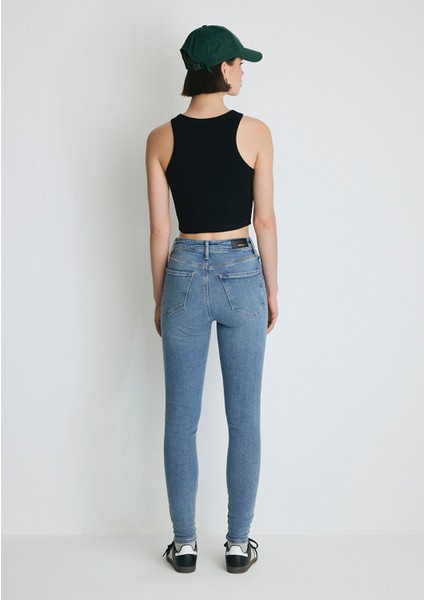 Serenay Gold Shape Vintage Indigo Mavisi Jean Pantolon 100980-82194