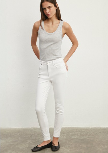 Tess Gold Luxury Beyaz Jean Pantolon 100328-81360