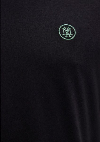 Mavi Logo İşlemeli Siyah Basic Tişört 067074-900