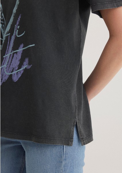 Mavi Baskılı Antrasit İstanbul Tişört 1601176-900