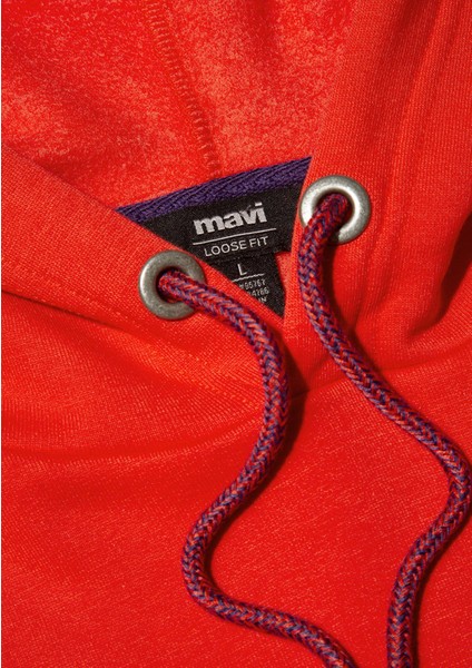 Mavi Logo Nakışlı Kapüşonlu Turuncu Sweatshirt 065809-70481