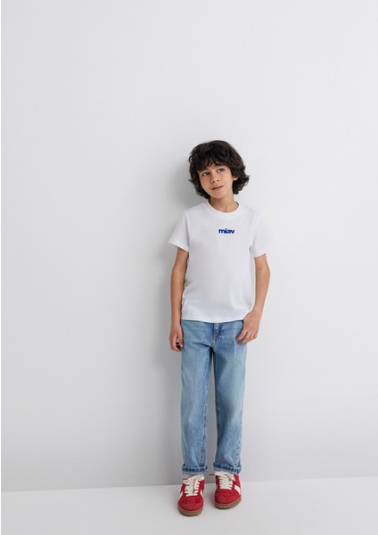 Miav Baskılı Beyaz Çocuk Tişört 66332620