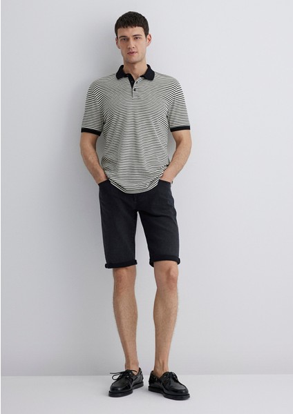 Nicholas Mavi Black Antrasit Jean Şort 0416081307