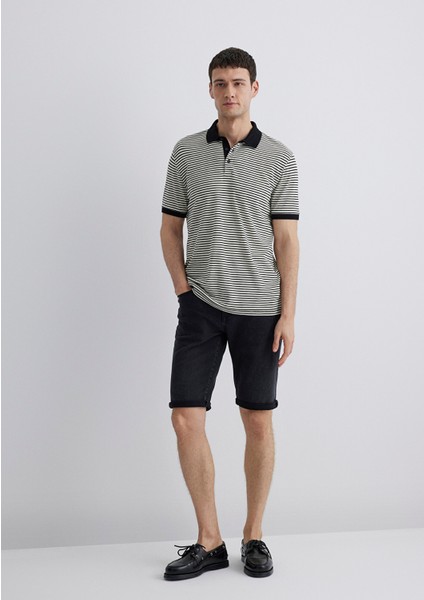 Nicholas Mavi Black Antrasit Jean Şort 0416081307