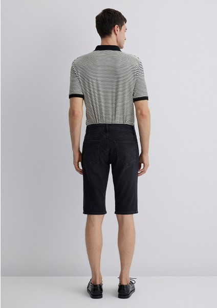 Nicholas Mavi Black Antrasit Jean Şort 0416081307